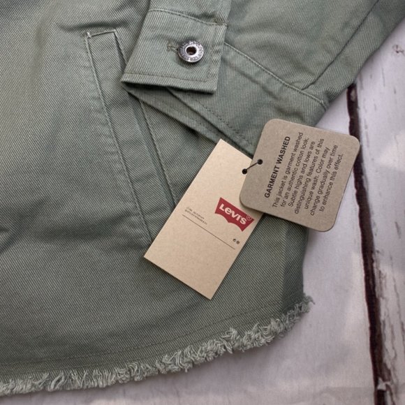 Levi's Trendy Plus Size Cropped Cotton Utility Jacket Army Green Size 3X NWT - Picture 8 of 12